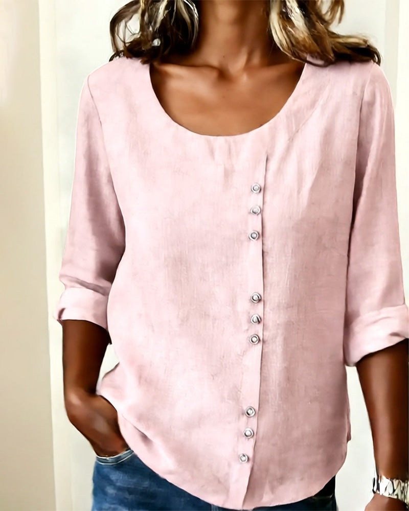 Quillane - T-shirt met Ronde Hals en Lange Mouwen