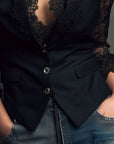 Bruxelle - Elegante Damesblouse van Kant met Transparante Mouwen