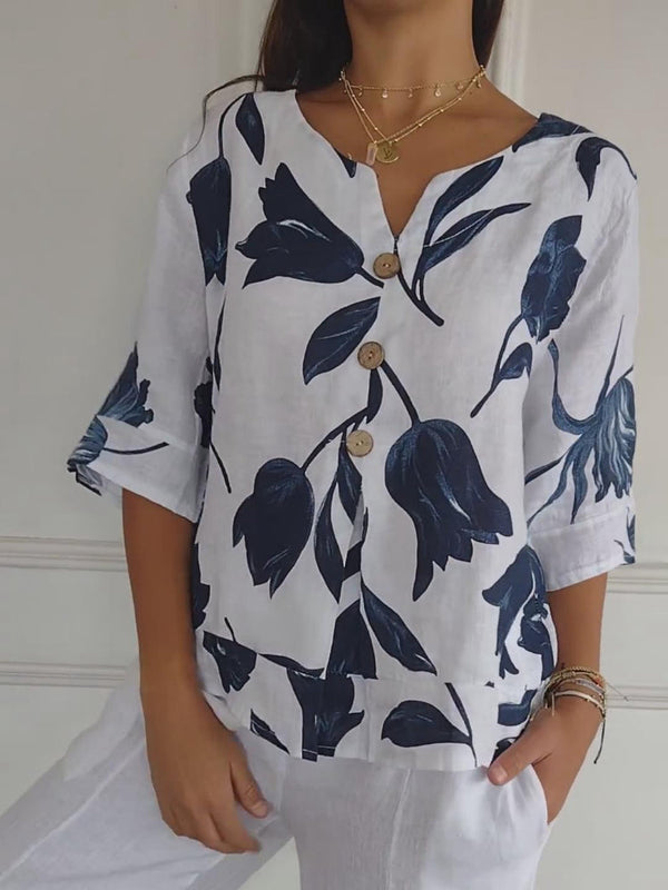 Evorra - Elegante Bloemenprint Top