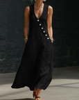 Fazira - Maxi Jurk Dames Met Knopen Vloeiende Snit Comfortabele Dagelijkse Wear