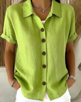 Dovalyne - Damesblouse met knopen aan de voorkant, casual elegante stijl