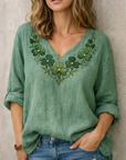 Jynelle - Elegante Blouse met V-hals en Borduursel