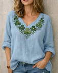 Jynelle - Elegante Blouse met V-hals en Borduursel