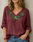 Jynelle - Elegante Blouse met V-hals en Borduursel