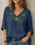 Jynelle - Elegante Blouse met V-hals en Borduursel