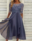 Amya - Elegante Geborduurde Chiffon Jurk