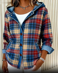 Nadrina - Jeansjack met Capuchon en Contrasterend Ruitpatroon
