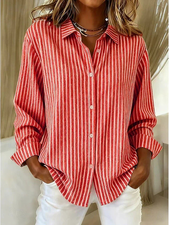 Kalessa - Casual Gestreepte Blouse met Lange Mouwen