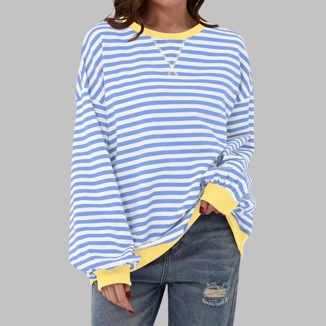 Helyria - Dames oversized gestreepte trui comfortabele casual stijl winter