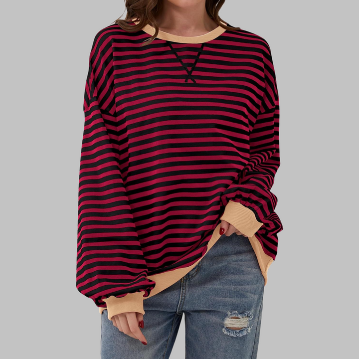 Helyria - Dames oversized gestreepte trui comfortabele casual stijl winter