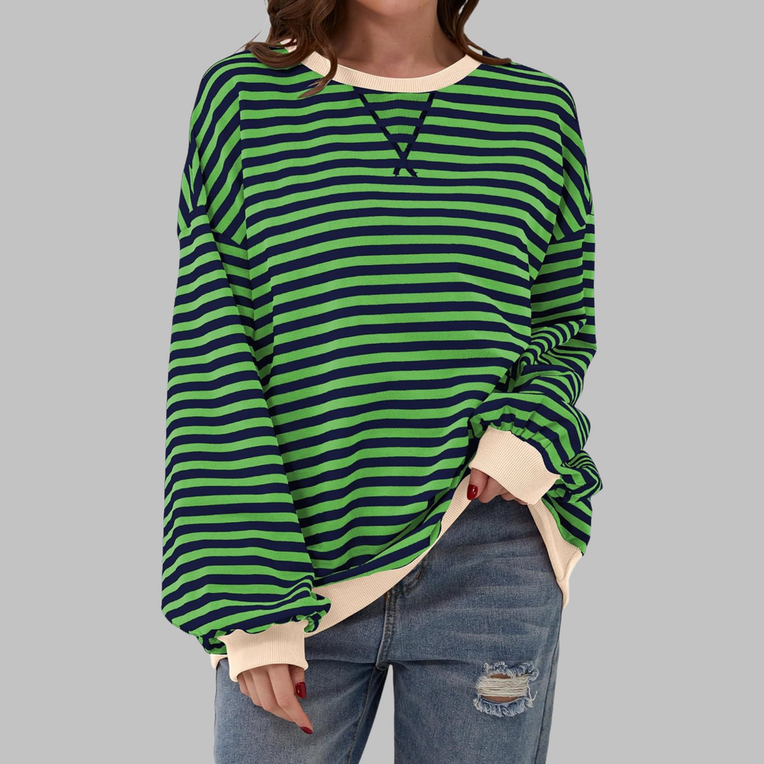 Helyria - Dames oversized gestreepte trui comfortabele casual stijl winter