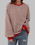 Helyria - Dames oversized gestreepte trui comfortabele casual stijl winter