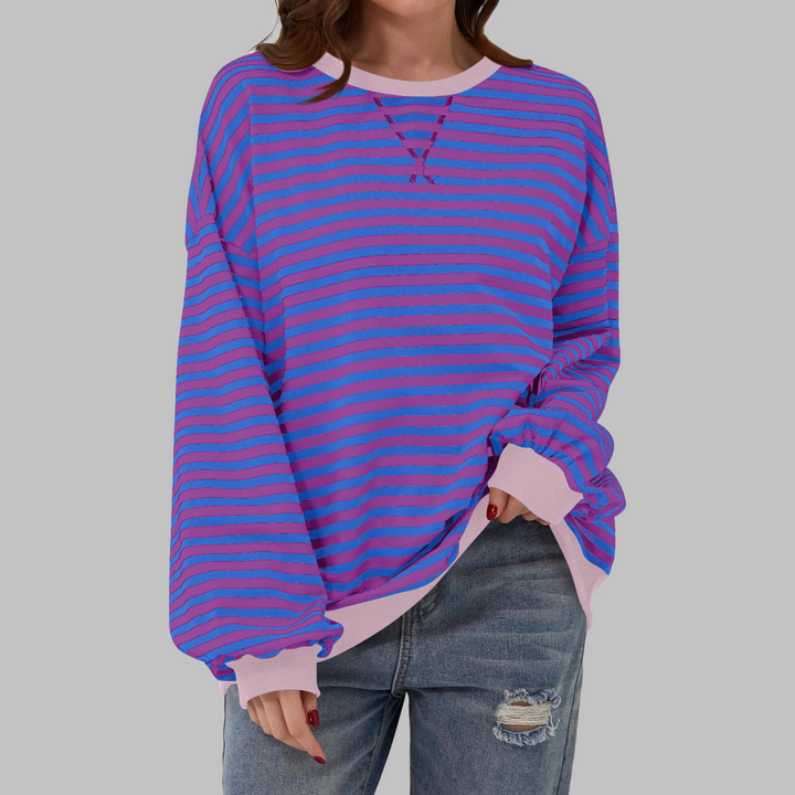 Helyria - Dames oversized gestreepte trui comfortabele casual stijl winter