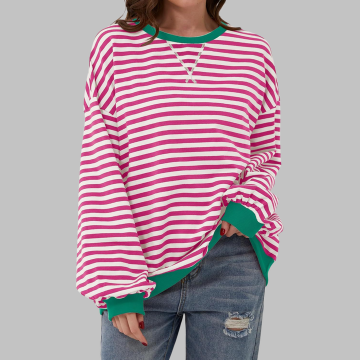 Helyria - Dames oversized gestreepte trui comfortabele casual stijl winter