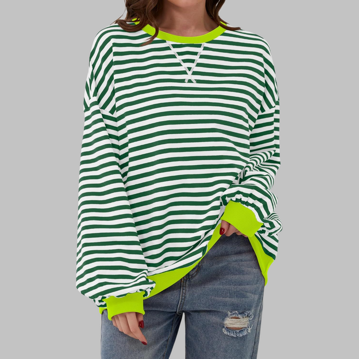 Helyria - Dames oversized gestreepte trui comfortabele casual stijl winter