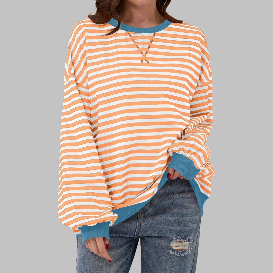 Helyria - Dames oversized gestreepte trui comfortabele casual stijl winter
