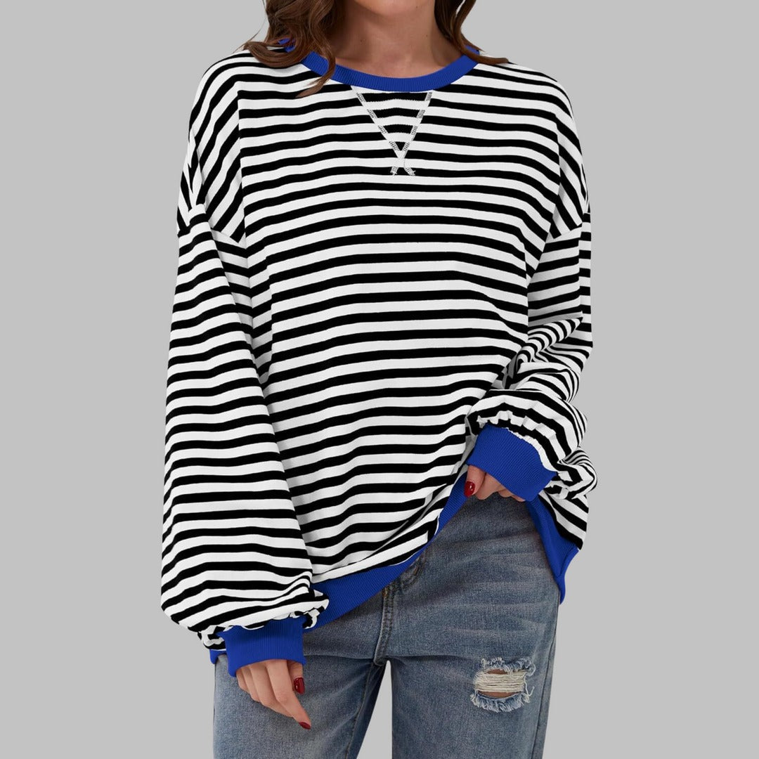 Helyria - Dames oversized gestreepte trui comfortabele casual stijl winter