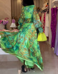 Aceline - Elegante Bedrukte Maxi Dress met Empire Taille