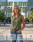 Dovirelle - Mouwloze blouse voor dames met V-hals en elegante knopen