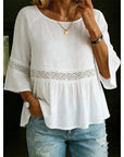 Evarielle - Damesblouse met kant en peplum met volantmouwen
