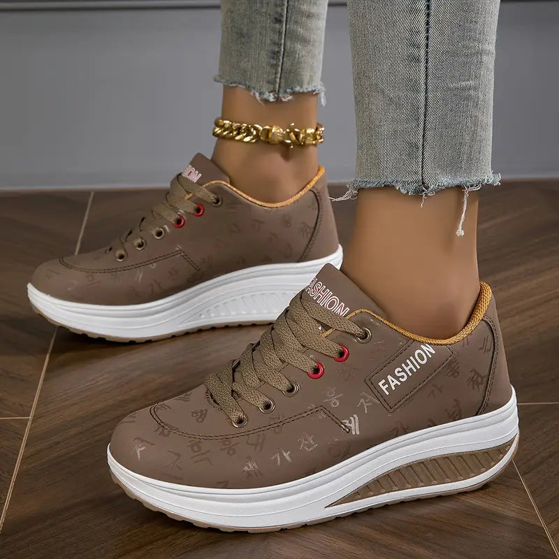 Brelina - Dames sneakers met plateauzool en veters van synthetisch leer voor dagelijks comfort