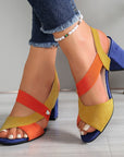 Elyvora - Dames orthopedische sandalen met gekleurde blokhak en kruislings banden