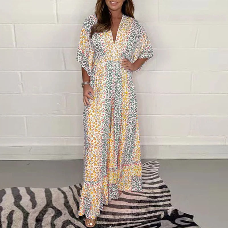 Queniva - Elegante Stretch V-hals jumpsuit met hoge taille