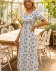 Cirella - Midi jurk voor dames in zwart met roze bloemenprint