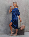 Estelle️ - One shoulder satijnen jurk