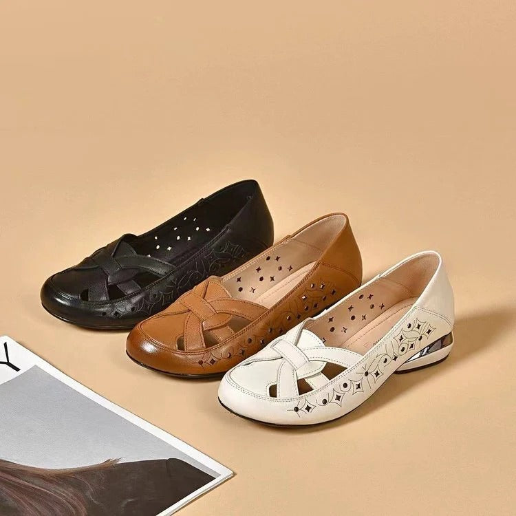 Kavrine - Dames Platte Schoenen Van Gesneden Leer Elegant Slip-On