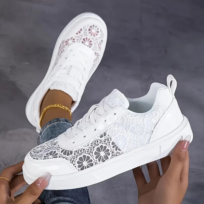 Jorexa - Dames Sneakers Van Ademende Kant Casual Elegante Stijl