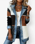 Tirexa - Dames Jas Denimstijl Gemengde Stof Gelaagd Effect Moderne Look