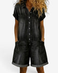Rovellea - Korte denim jumpsuit voor vrouwen met knopen casual zomer