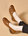 Kavrine - Dames Platte Schoenen Van Gesneden Leer Elegant Slip-On