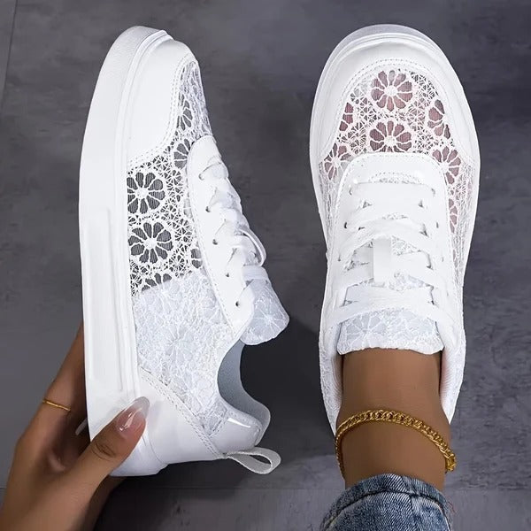 Jorexa - Dames Sneakers Van Ademende Kant Casual Elegante Stijl