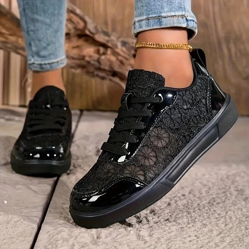 Jorexa - Dames Sneakers Van Ademende Kant Casual Elegante Stijl