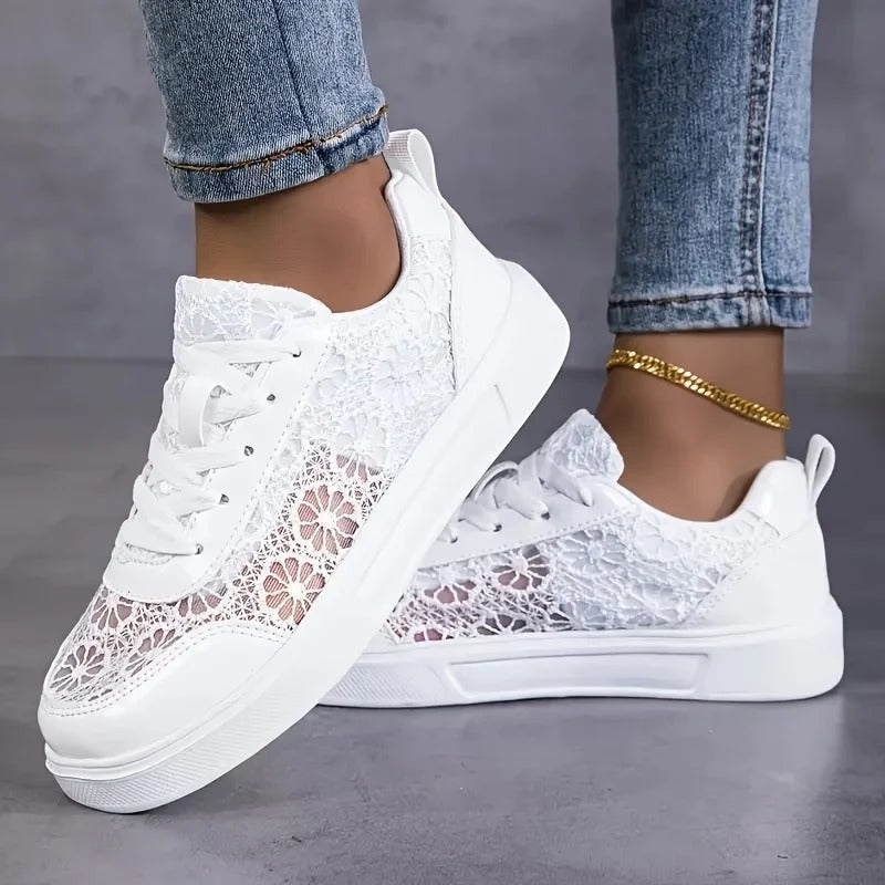 Jorexa - Dames Sneakers Van Ademende Kant Casual Elegante Stijl