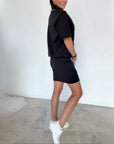 Demyra - Korte stretch jurk voor dames in zwart casual chic stijl