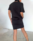 Demyra - Korte stretch jurk voor dames in zwart casual chic stijl