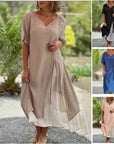 Amabel - Asymmetrische tweedelige jurk met korte mouwen
