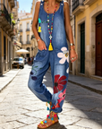 Jovalythra - Casual Denim Bloemen Overall met Ruime Pasvorm voor Dames