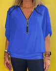 Morena - Zip-up Neck Casual Top