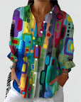 Cerelia - Comfortabele geometrische blouse voor de moderne alledaagse stijl