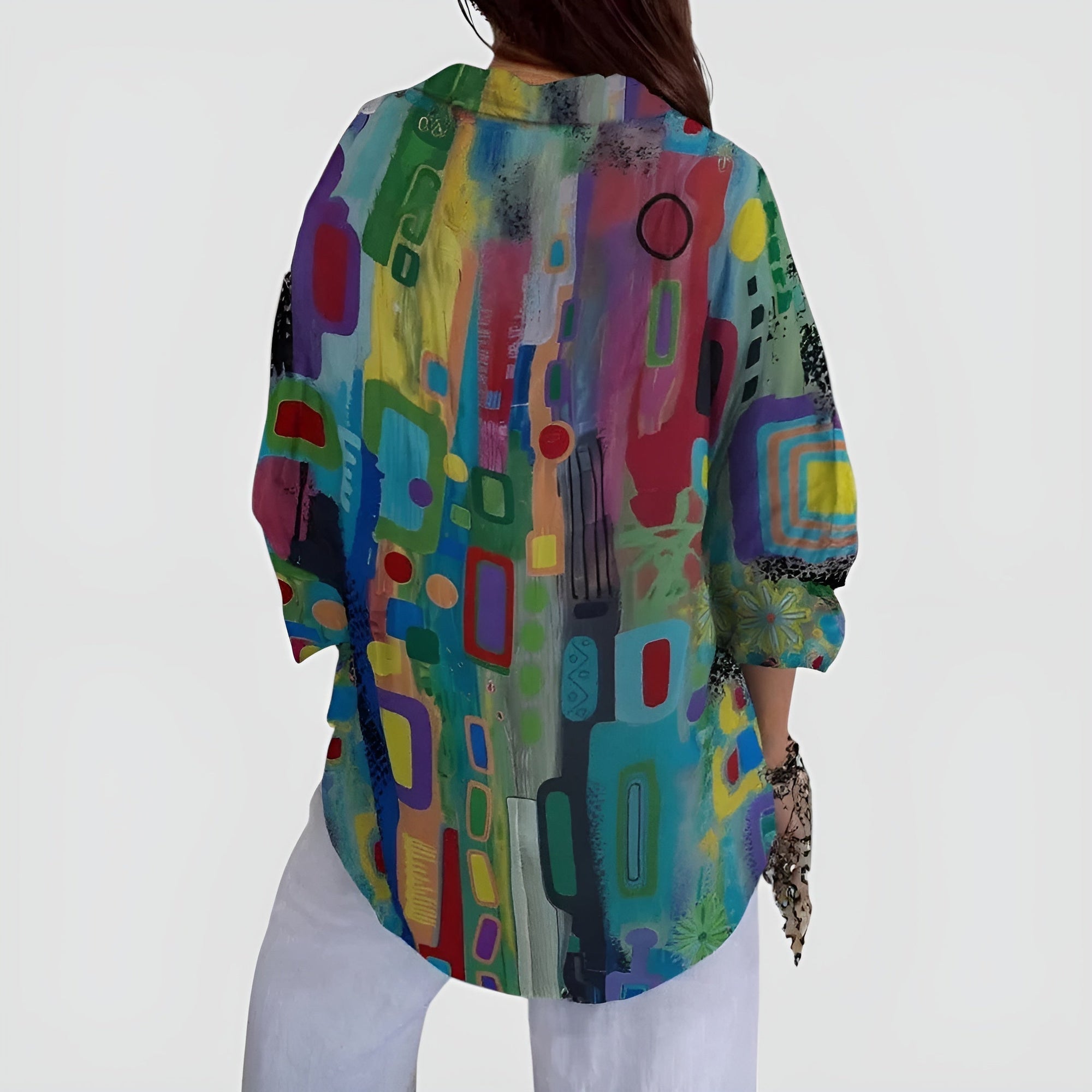 Cerelia - Comfortabele geometrische blouse voor de moderne alledaagse stijl