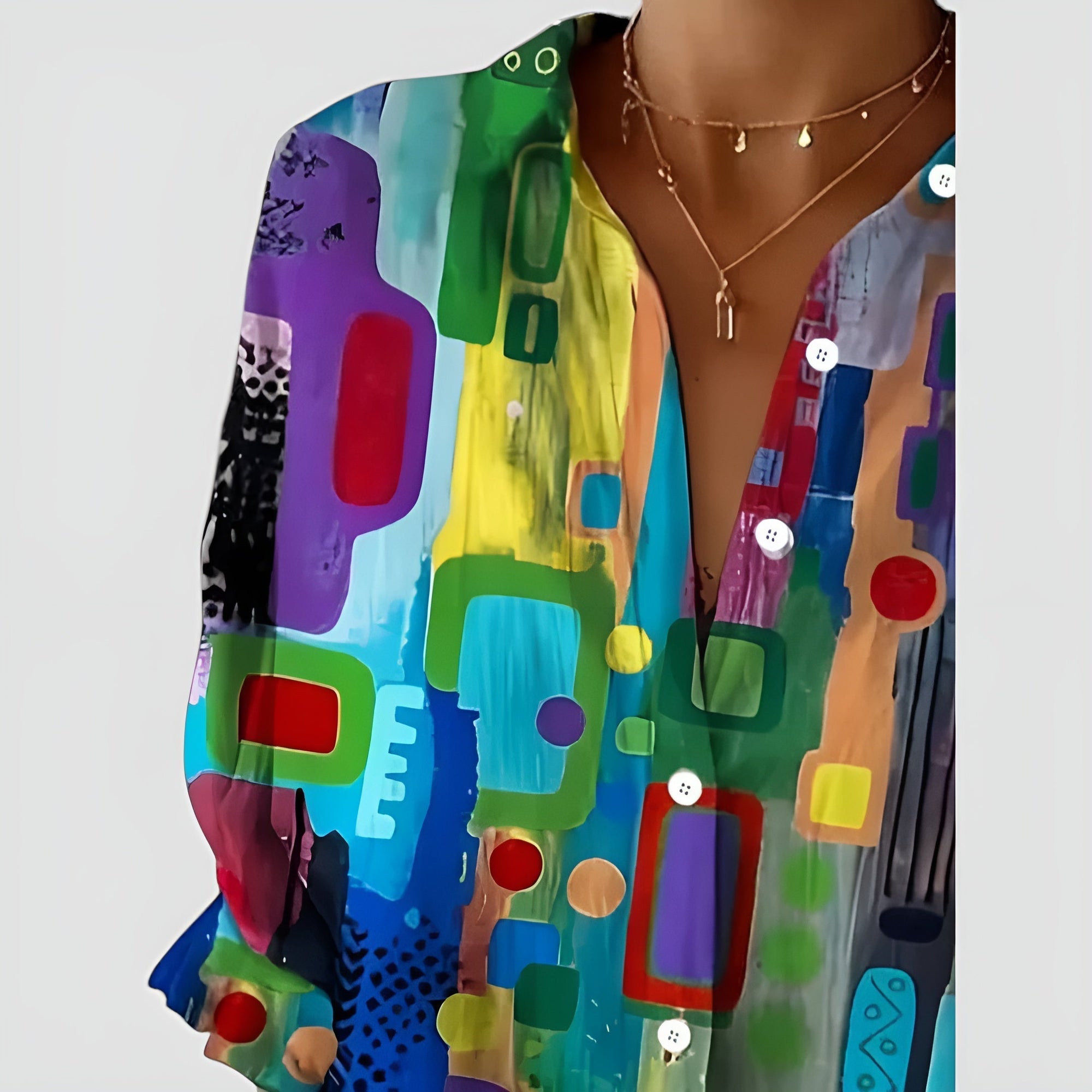 Cerelia - Comfortabele geometrische blouse voor de moderne alledaagse stijl