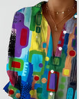 Cerelia - Comfortabele geometrische blouse voor de moderne alledaagse stijl