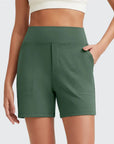 Phaedora - Hoge taille shorts voor dames met diepe zakken