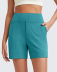 Phaedora - Hoge taille shorts voor dames met diepe zakken
