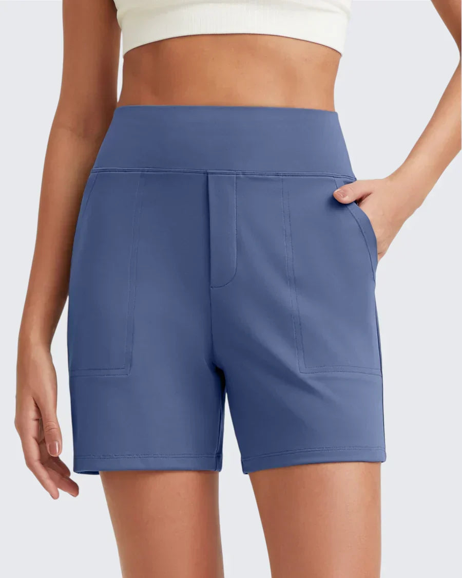 Phaedora - Hoge taille shorts voor dames met diepe zakken