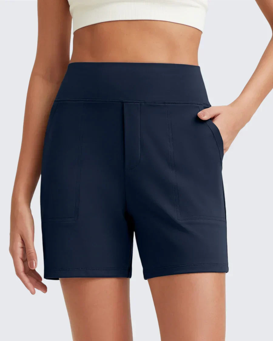 Phaedora - Hoge taille shorts voor dames met diepe zakken